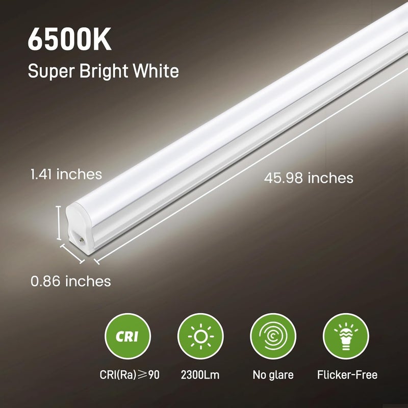 Paklighting Pak LED Shop Lights, 4FT T5 Integrated Utility Fixture, 2300LM 6500K Cool White, 20W Energy Efficient Linkable LED Tube Lights for Garage, Workshop, Basement, FCC Certified, 2 Pack - Image 4